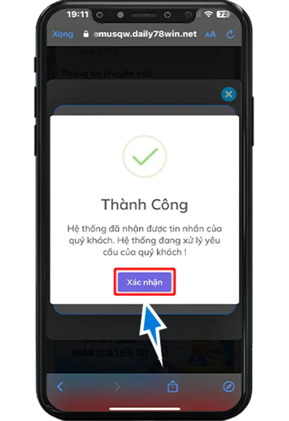 Bước 7 : Quay lại màn hình khuyến mãi ấn Xác nhận